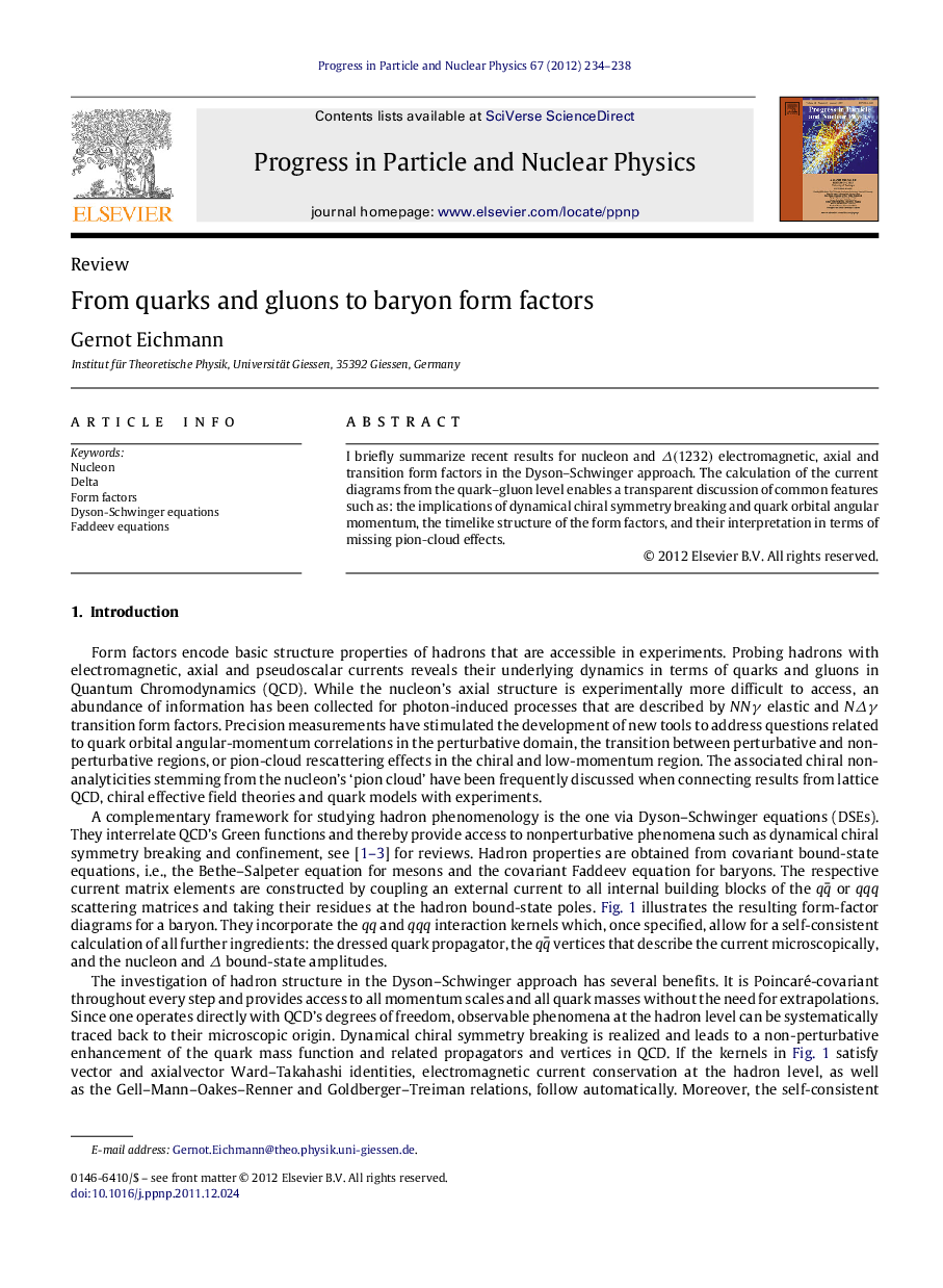 From quarks and gluons to baryon form factors