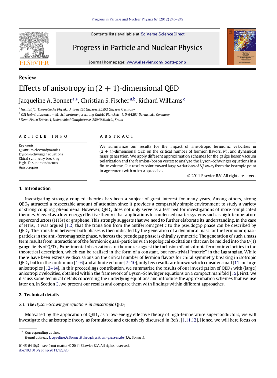 Effects of anisotropy in (2+1 )-dimensional QED