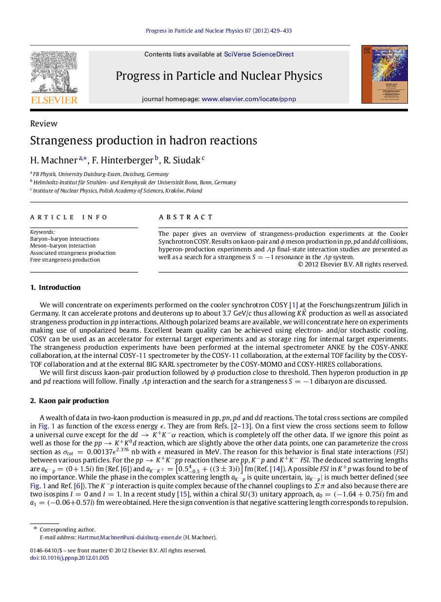 Strangeness production in hadron reactions