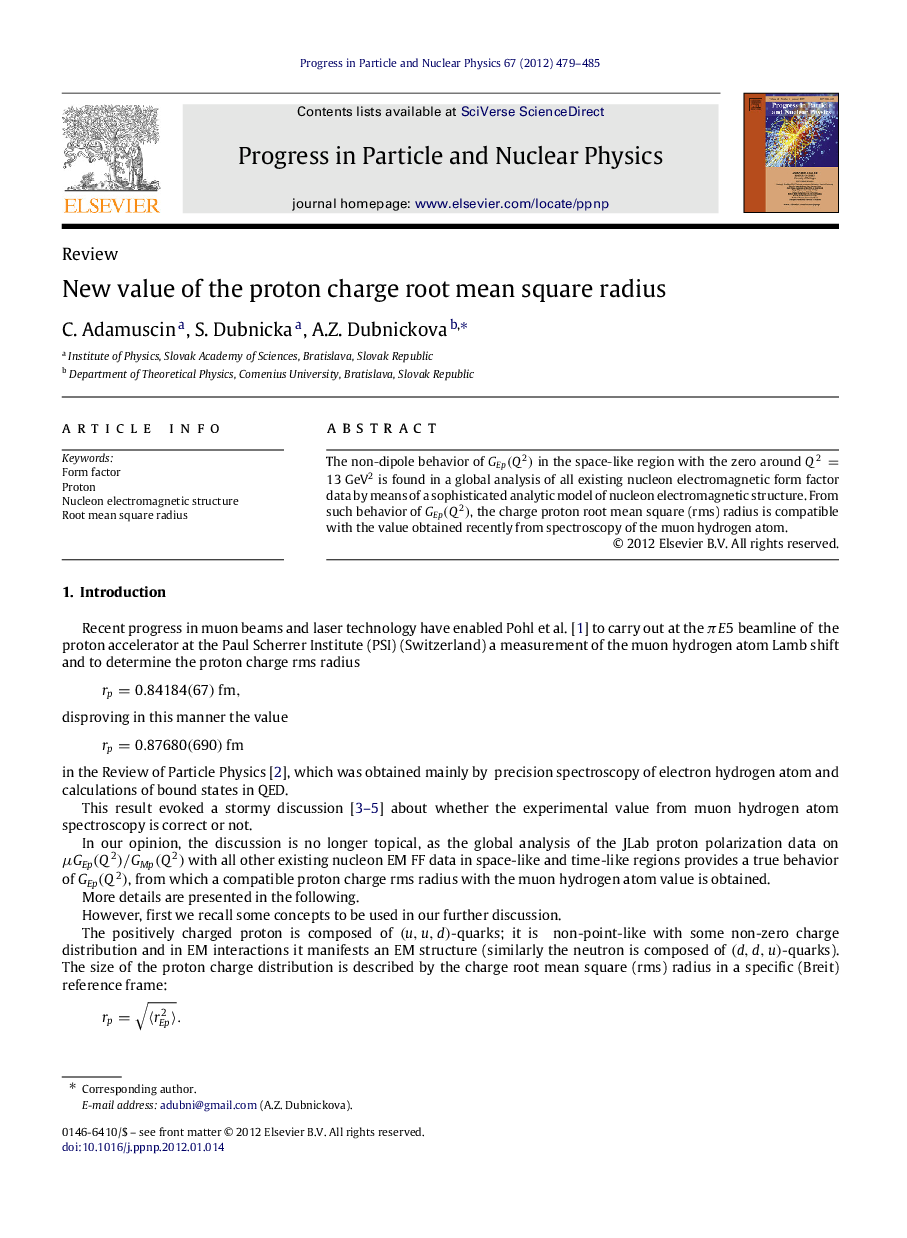 New value of the proton charge root mean square radius