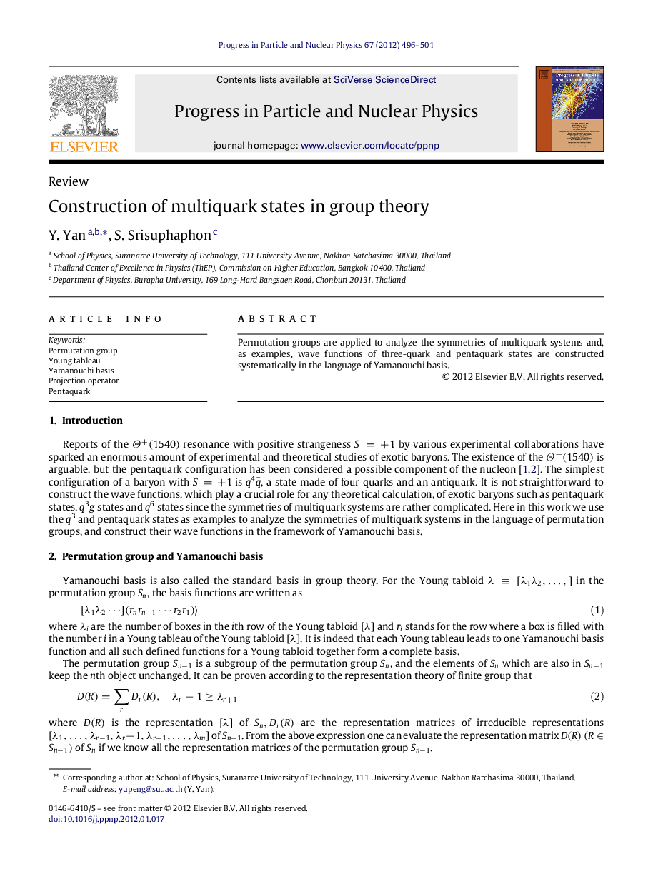 Construction of multiquark states in group theory