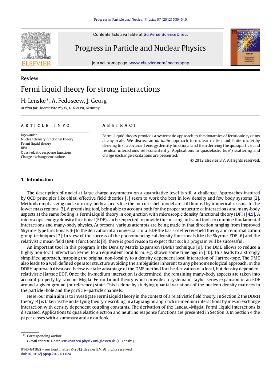 Fermi liquid theory for strong interactions