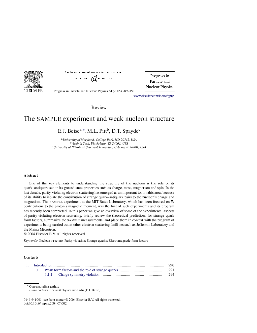 The sample experiment and weak nucleon structure