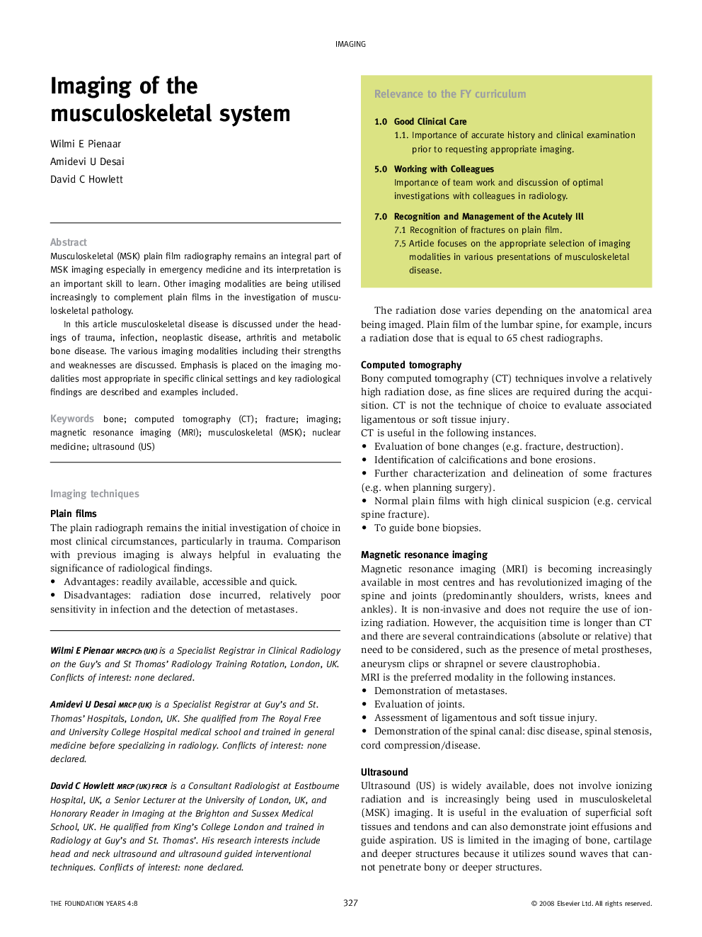 عکس صفحه اول مقاله: Imaging of the musculoskeletal system Imaging of the musculoskeletal system