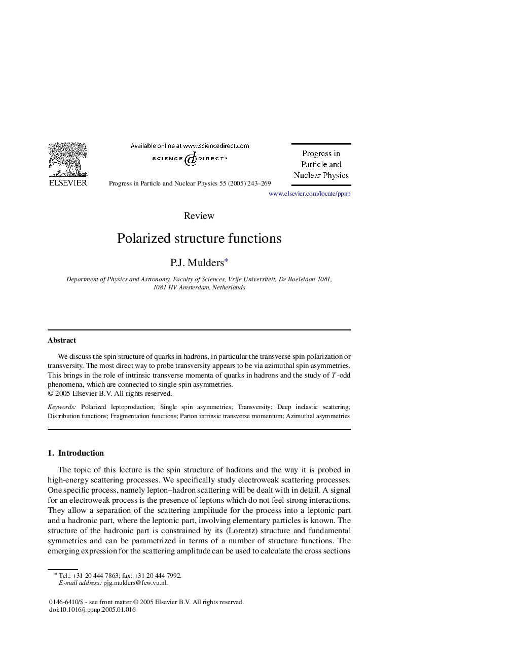 Polarized structure functions