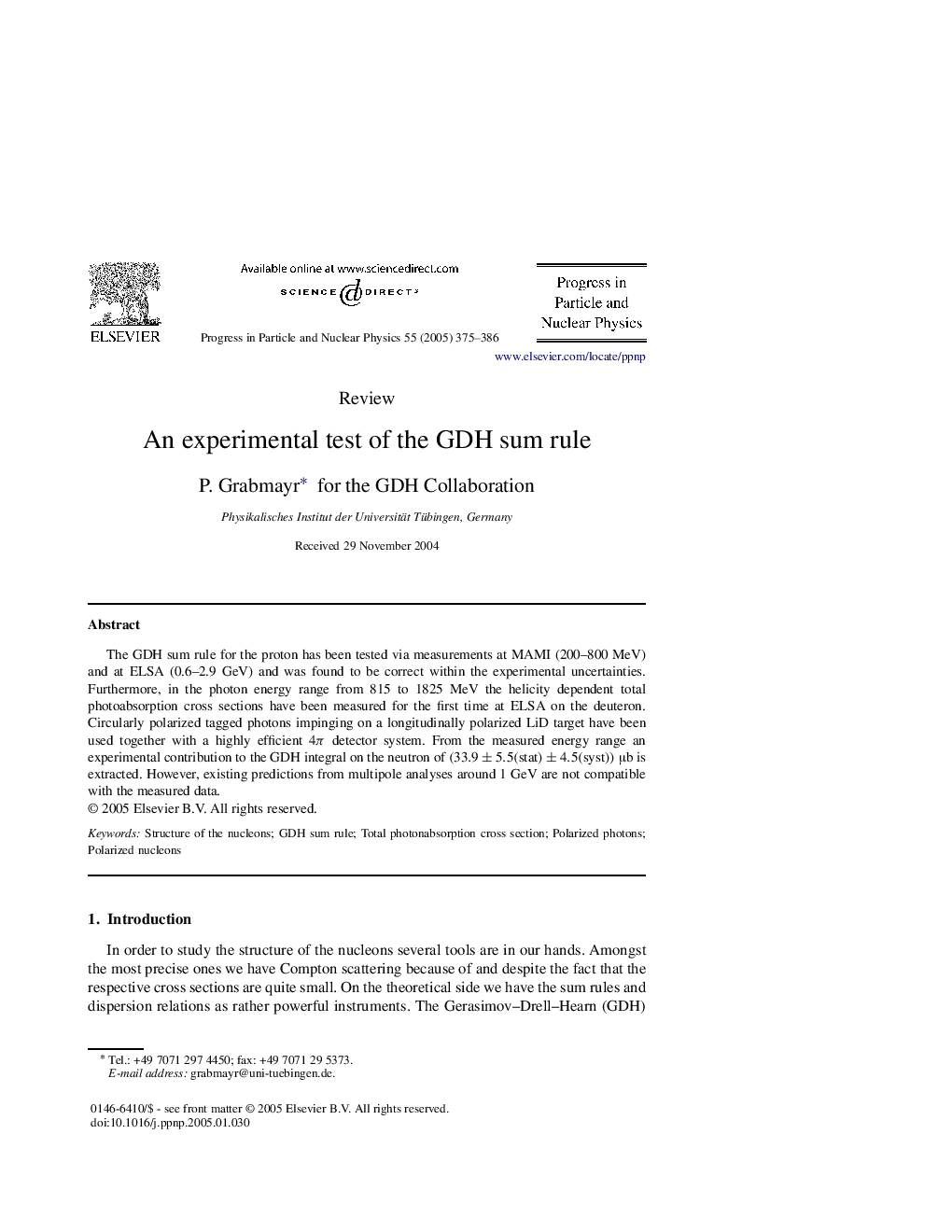 An experimental test of the GDH sum rule