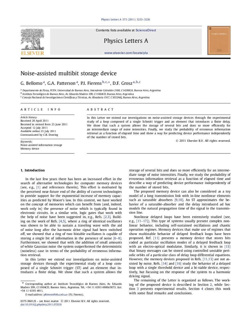 Noise-assisted multibit storage device