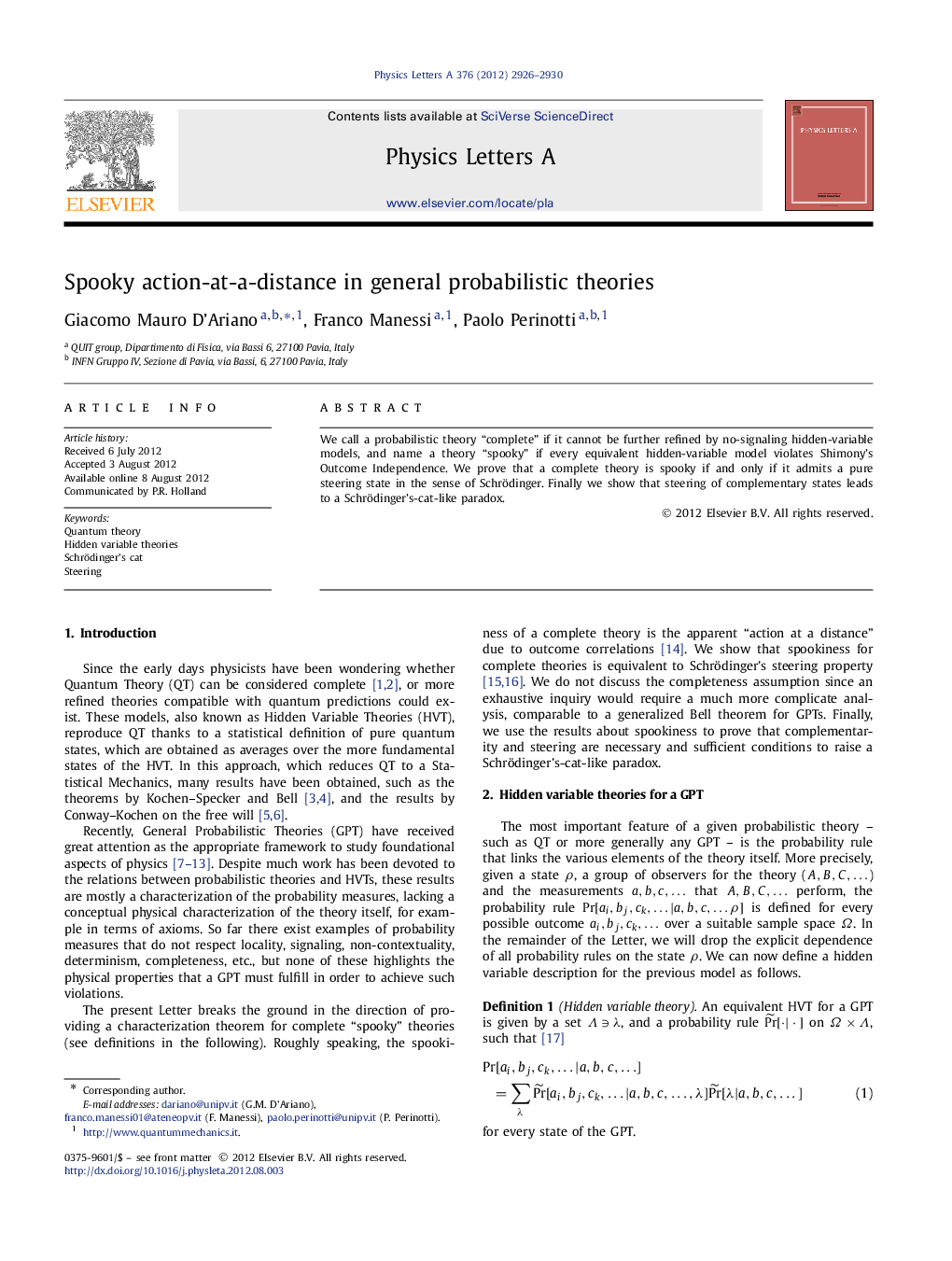 Spooky action-at-a-distance in general probabilistic theories