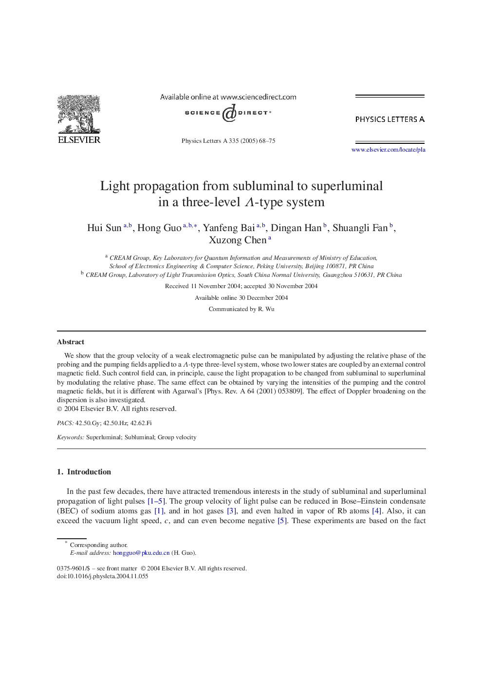 Light propagation from subluminal to superluminal in a three-level Î-type system