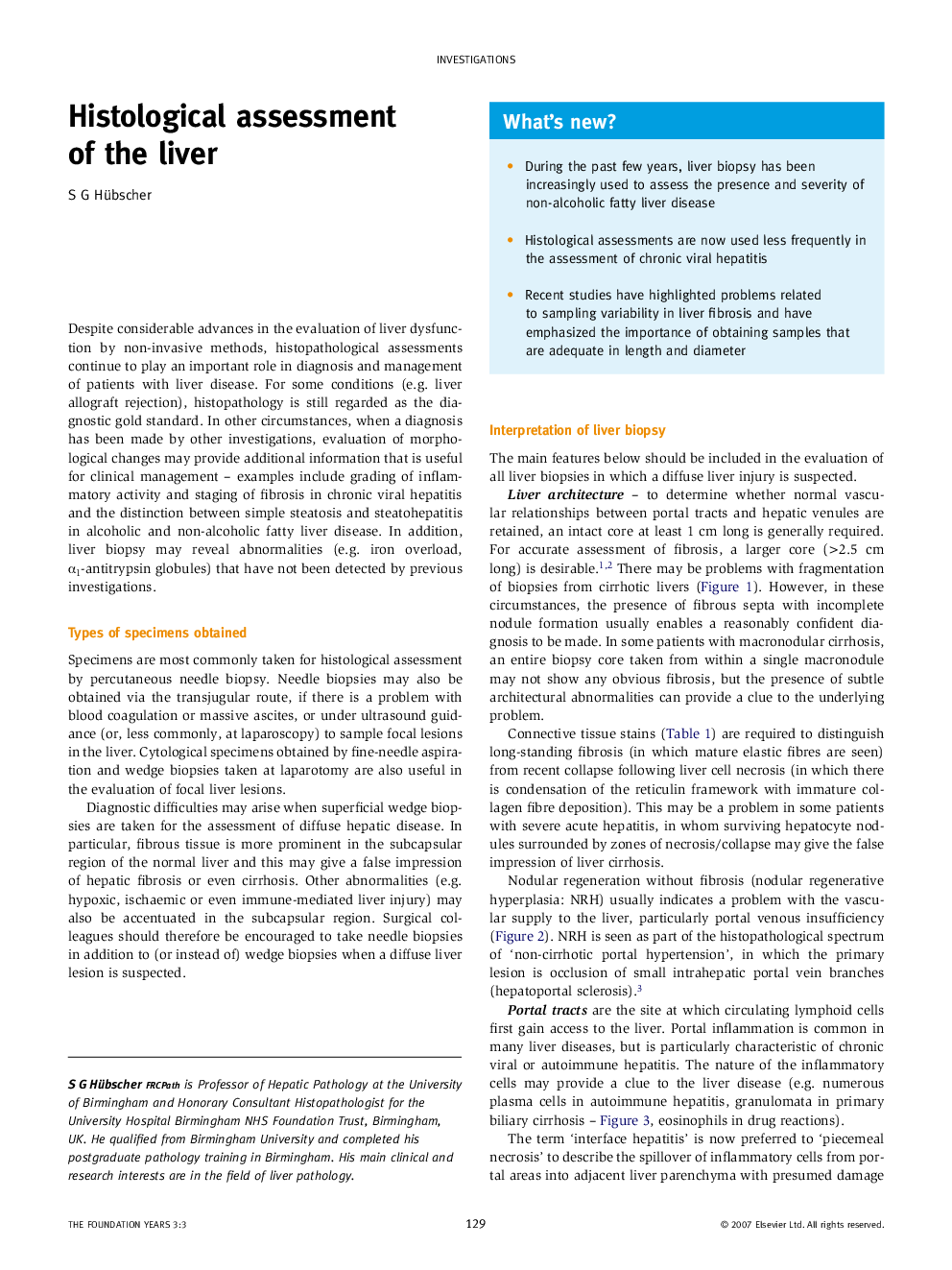 Histological assessment of the liver