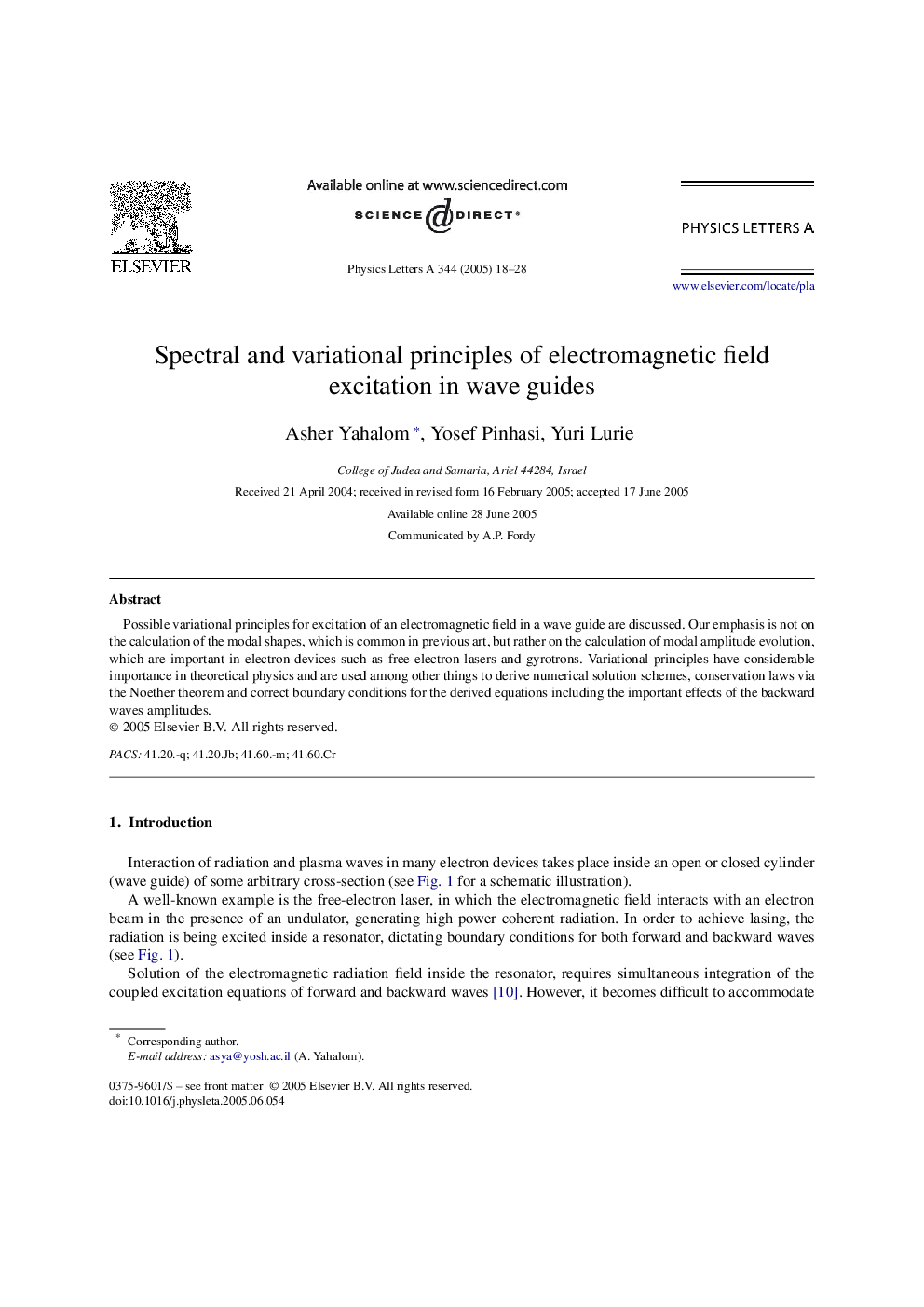 Spectral and variational principles of electromagnetic field excitation in wave guides