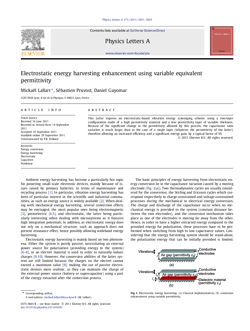 Electrostatic energy harvesting enhancement using variable equivalent permittivity