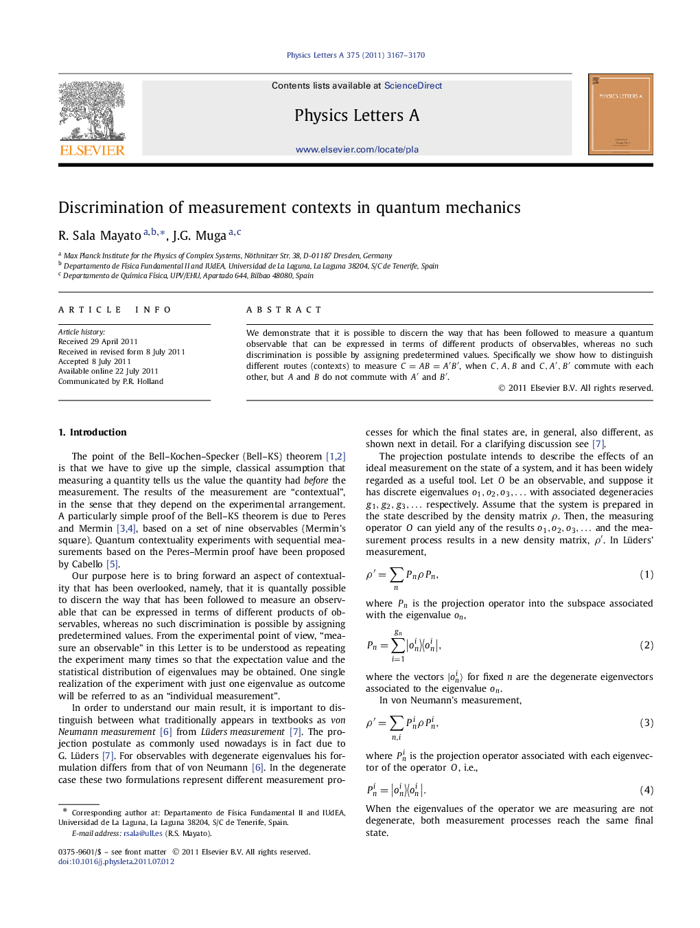 Discrimination of measurement contexts in quantum mechanics