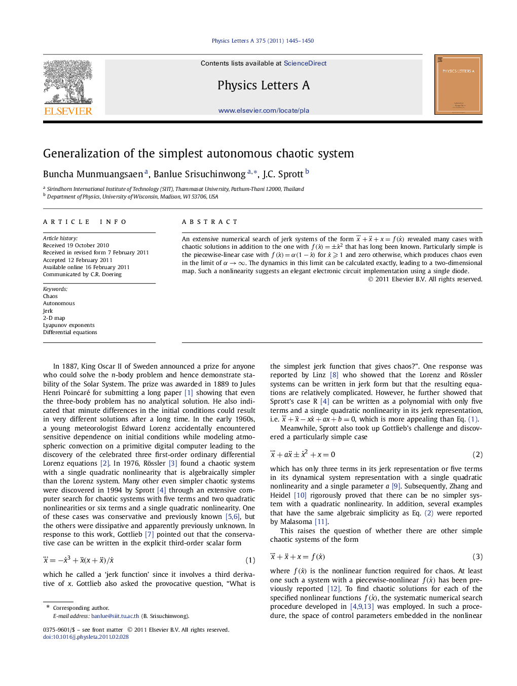 Generalization of the simplest autonomous chaotic system