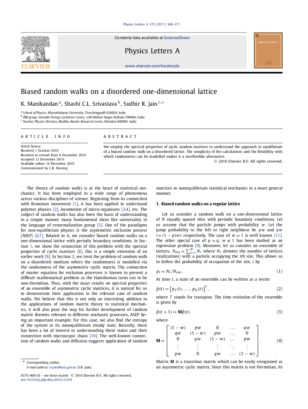 Biased random walks on a disordered one-dimensional lattice