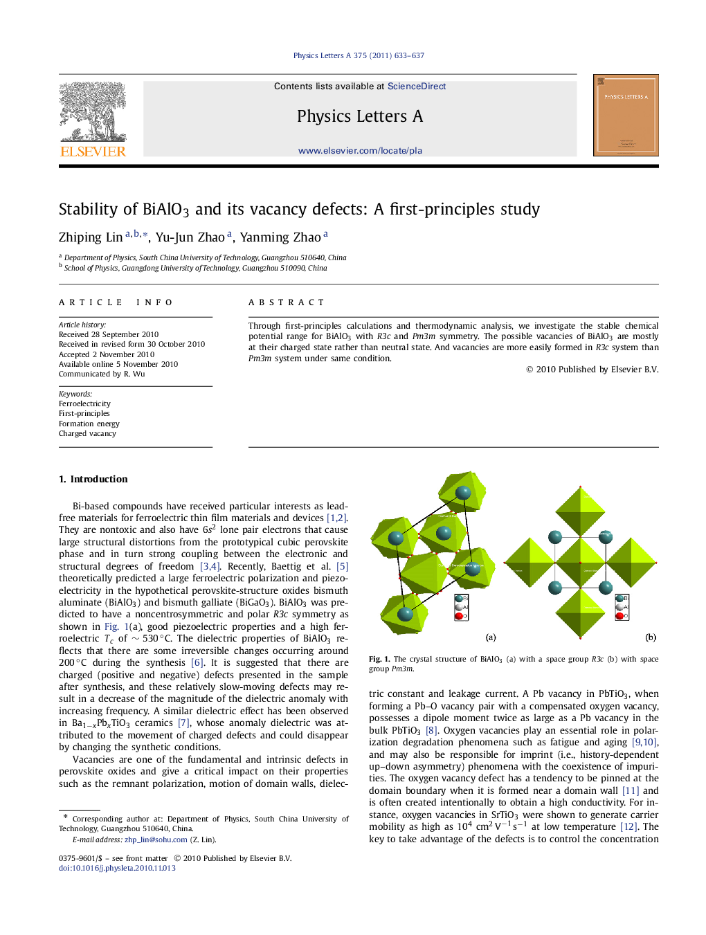 Stability of BiAlO3 and its vacancy defects: A first-principles study