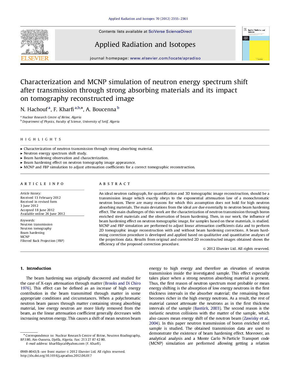 Characterization and MCNP simulation of neutron energy spectrum shift after transmission through strong absorbing materials and its impact on tomography reconstructed image