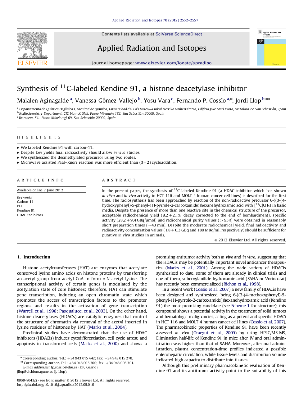 Synthesis of 11C-labeled Kendine 91, a histone deacetylase inhibitor