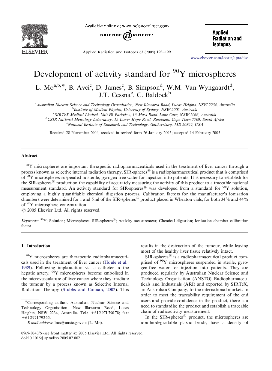 Development of activity standard for 90Y microspheres