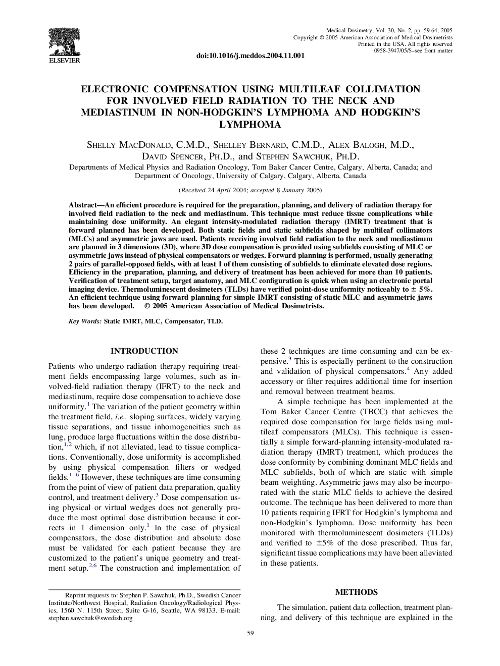 Electronic compensation using multileaf collimation for involved field radiation to the neck and mediastinum in non-Hodgkin's lymphoma and Hodgkin's lymphoma