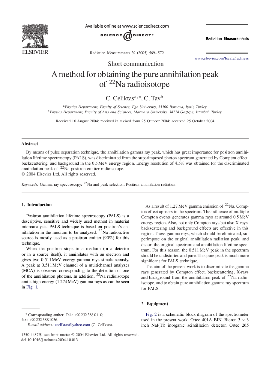 A method for obtaining the pure annihilation peak of 22Na radioisotope