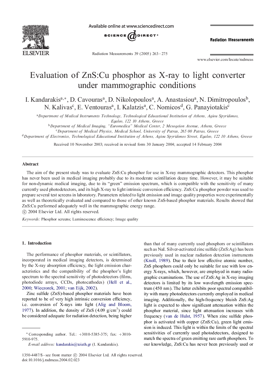 Evaluation of ZnS:Cu phosphor as X-ray to light converter under mammographic conditions