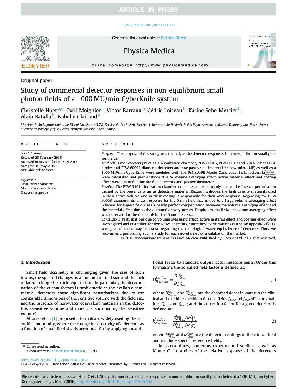 Study of commercial detector responses in non-equilibrium small photon fields of a 1000Â MU/min CyberKnife system