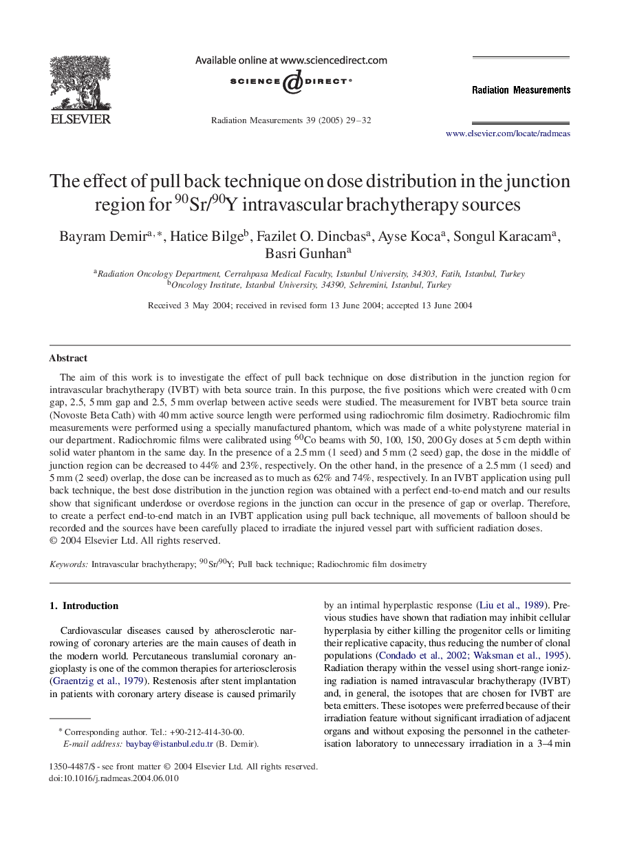 The effect of pull back technique on dose distribution in the junction region for 90Sr/90Y intravascular brachytherapy sources