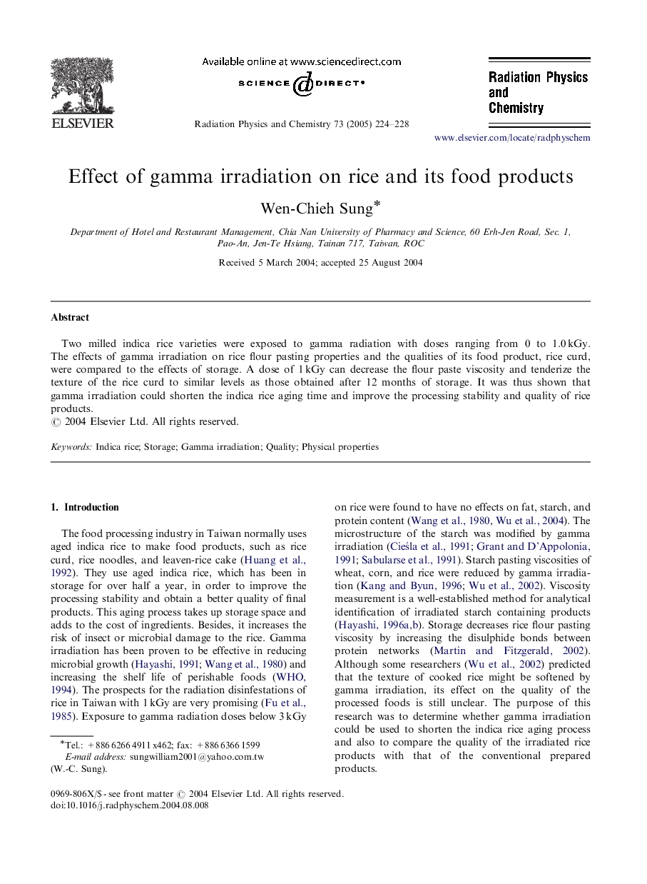 Effect of gamma irradiation on rice and its food products