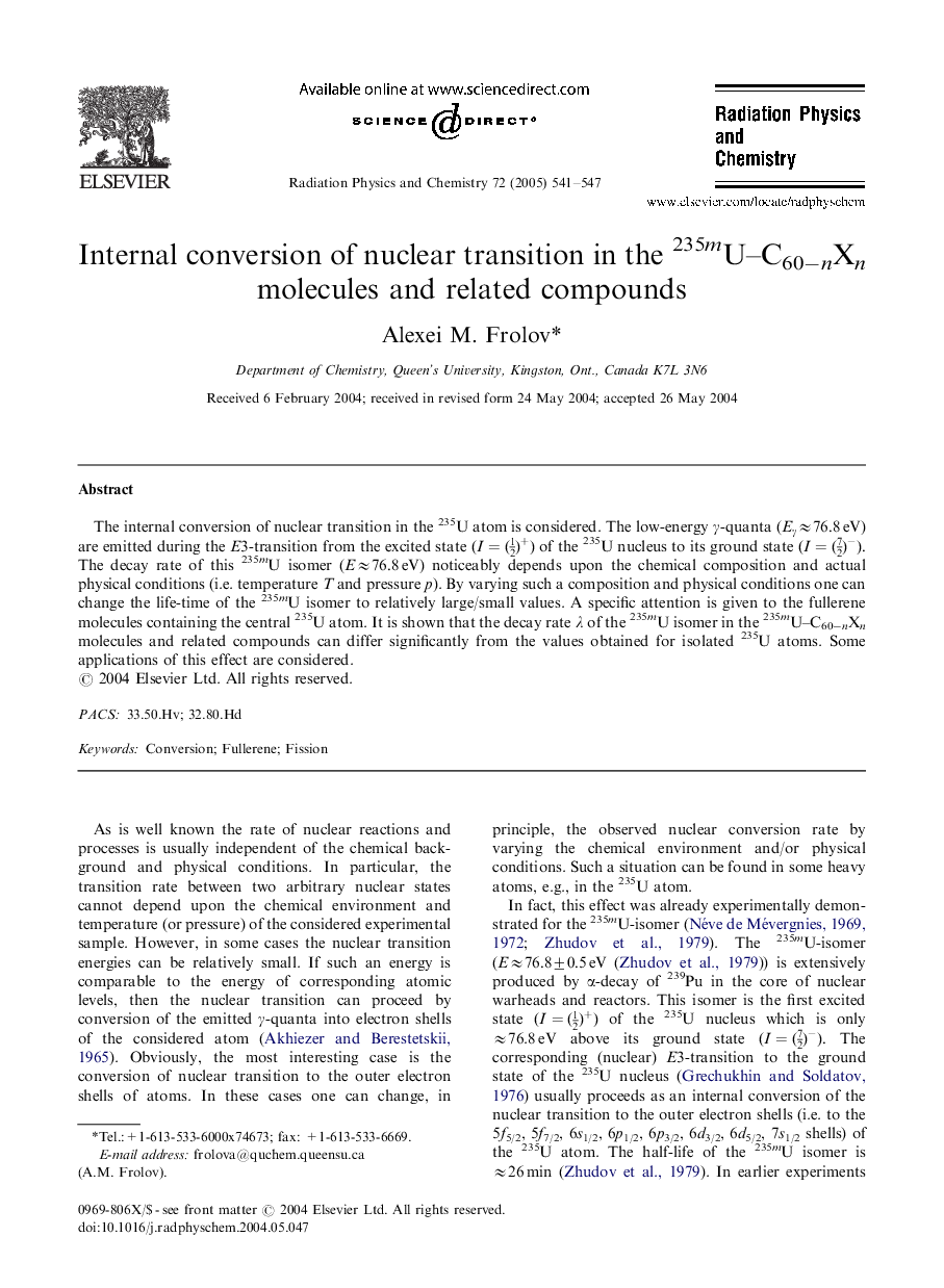 Internal conversion of nuclear transition in the 235mU-C60ânXn molecules and related compounds