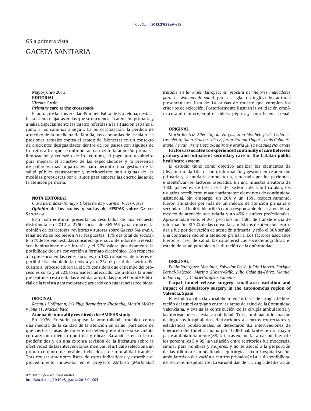 GACETA SANITARIA