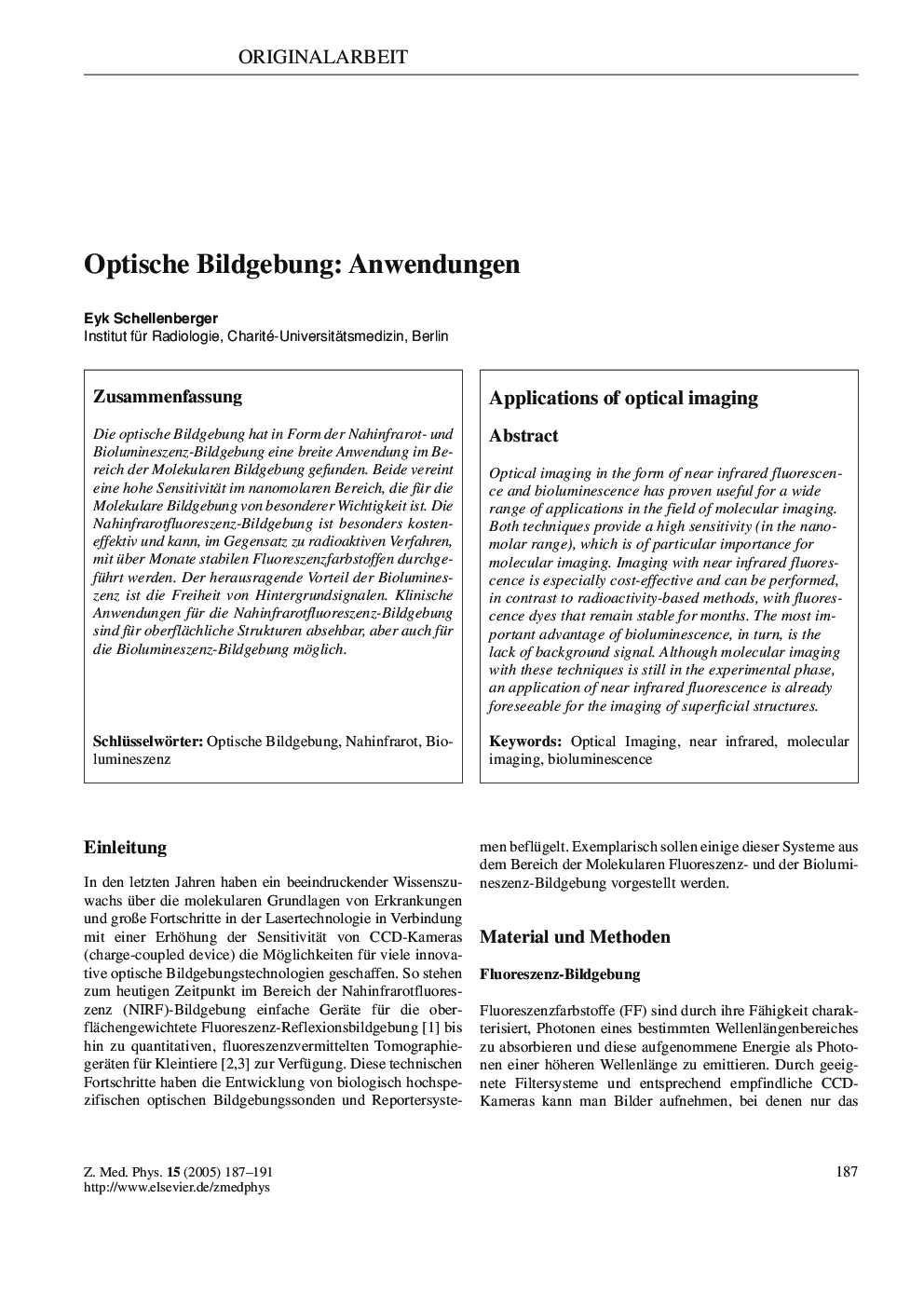 Optische Bildgebung: Anwendungen