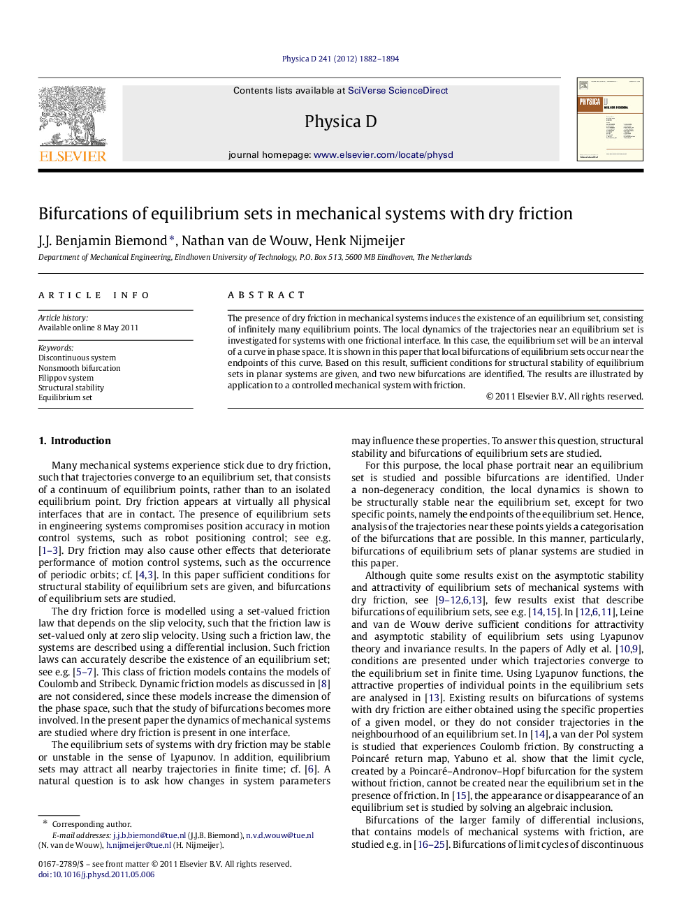 Bifurcations of equilibrium sets in mechanical systems with dry friction