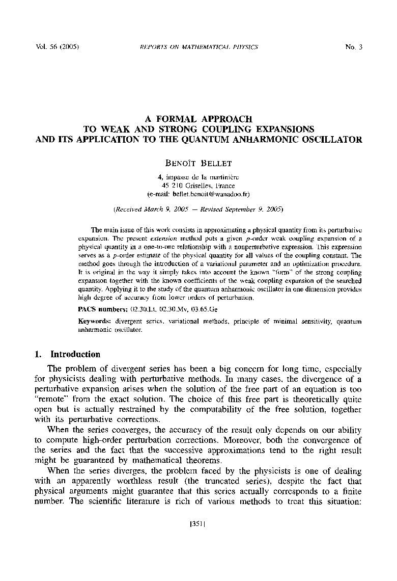 A formal approach to weak and strong coupling expansions and its application to the quantum anharmonic oscillator