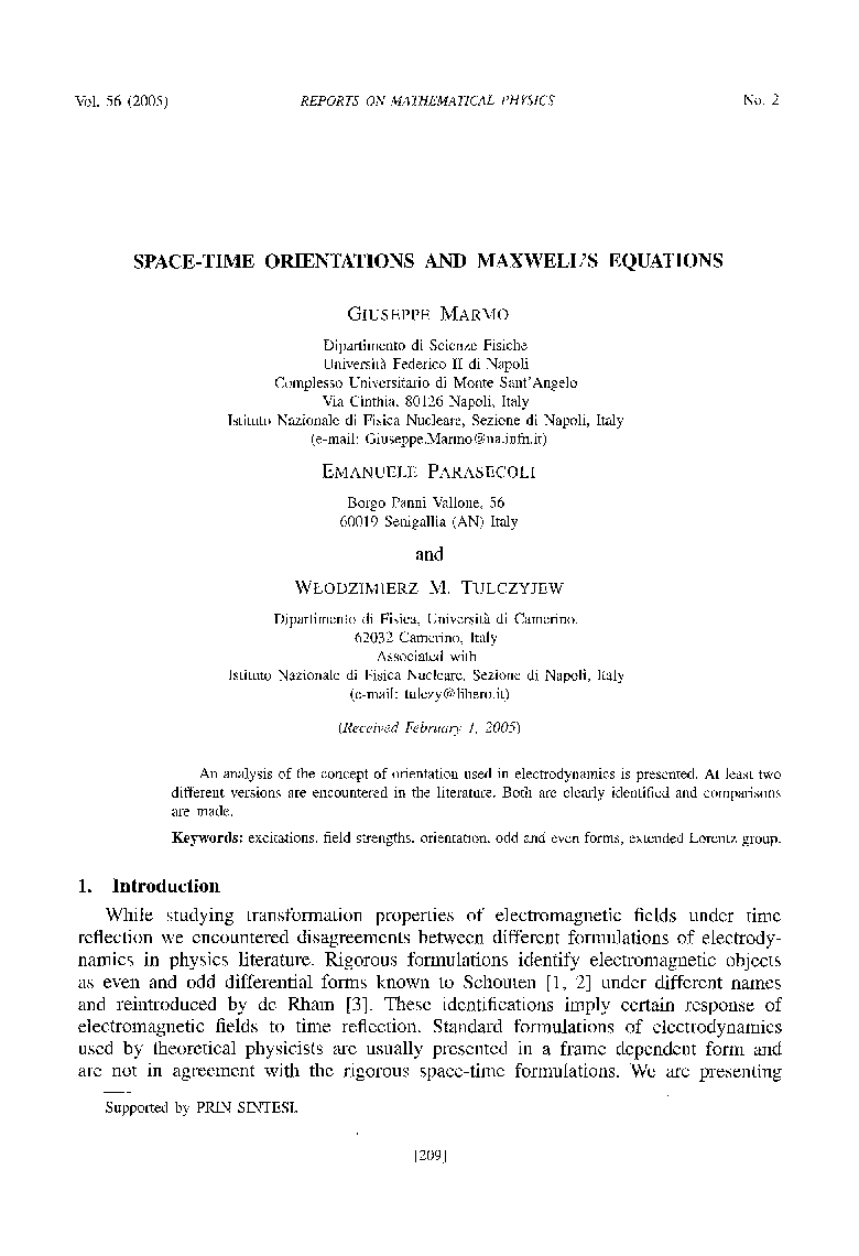 Space-time orientations and maxwell's equations