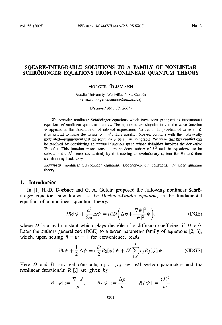 Square-integrable solutions to a family of nonlinear schrödinger equations from nonlinear quantum theory