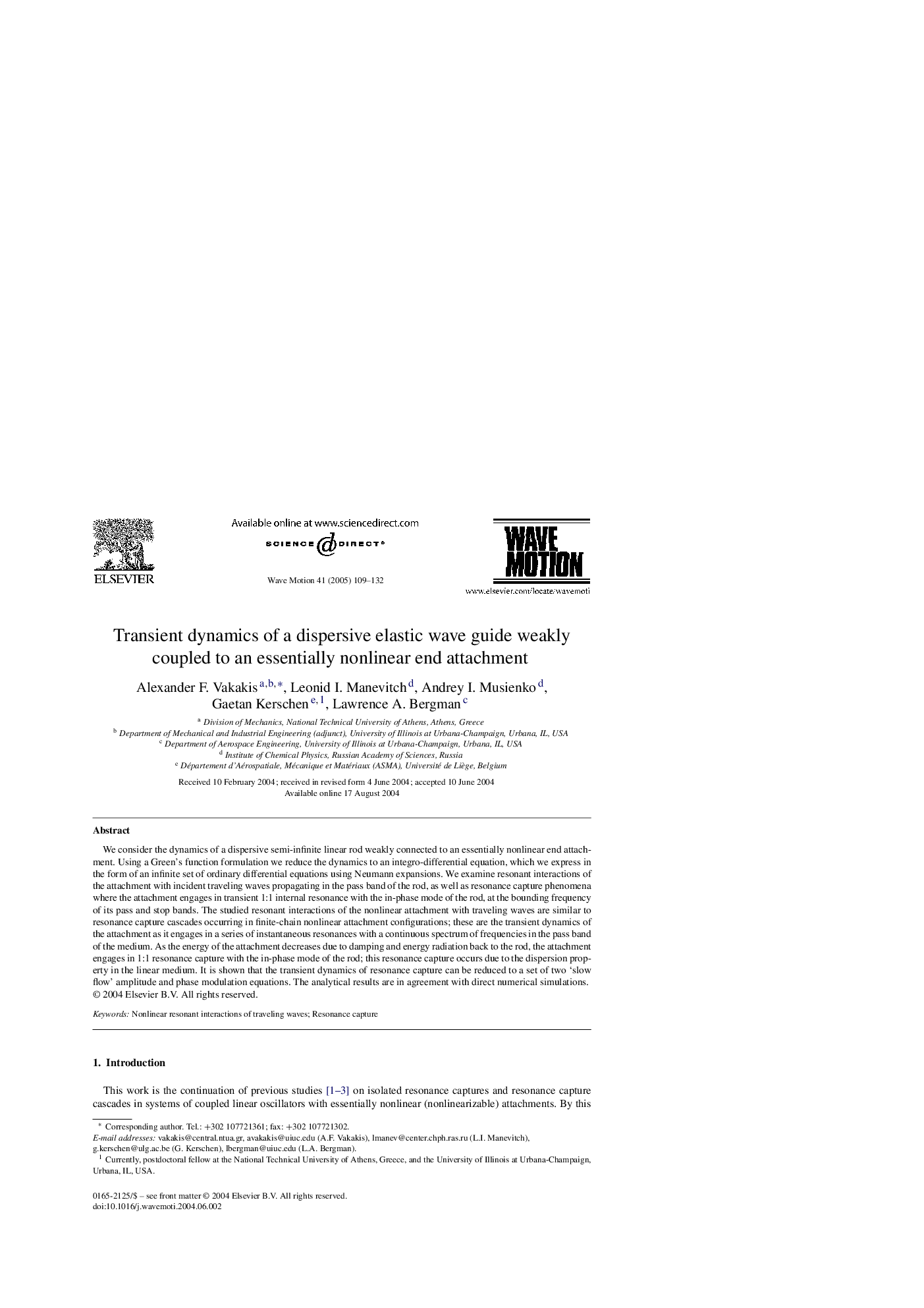 Transient dynamics of a dispersive elastic wave guide weakly coupled to an essentially nonlinear end attachment