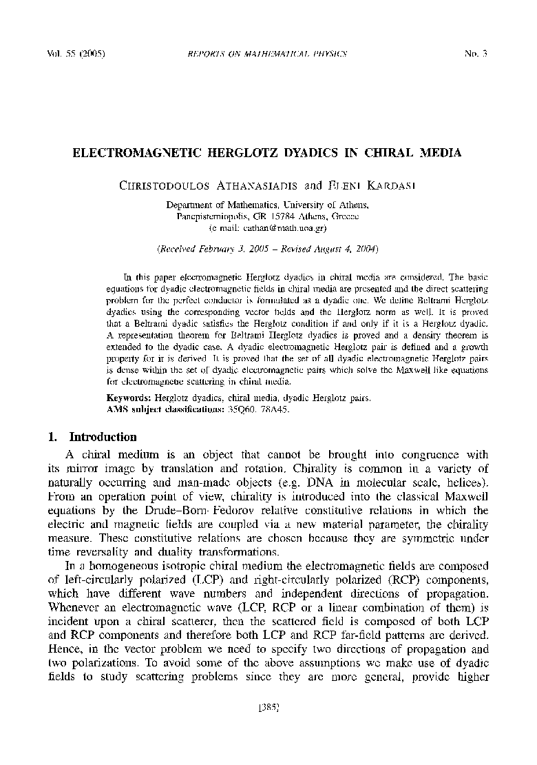 Electromagnetic Herglotz dyadics in chiral media