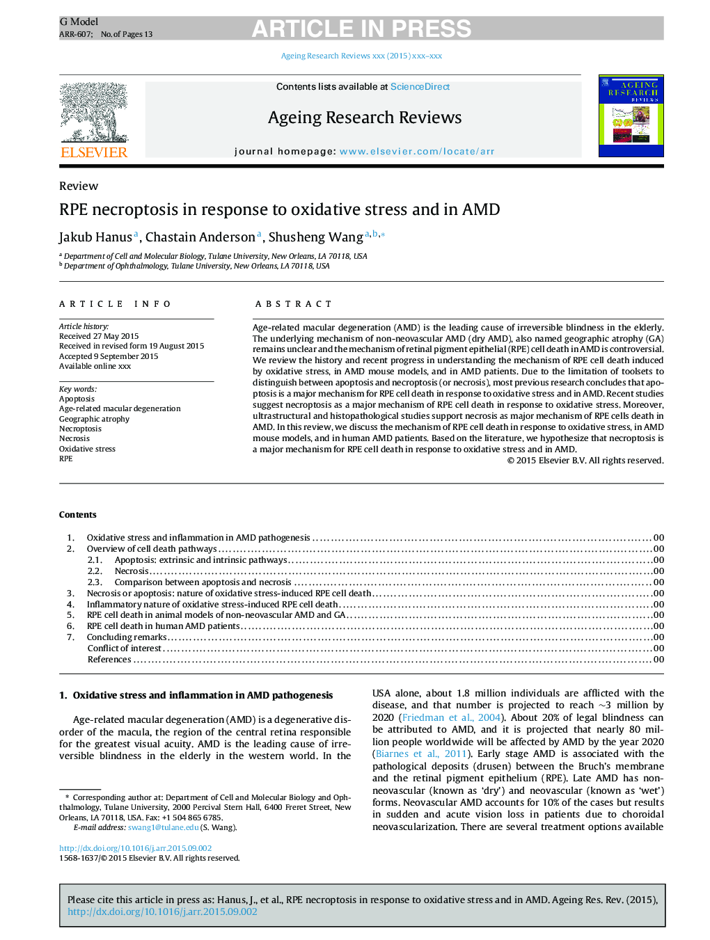 RPE necroptosis in response to oxidative stress and in AMD