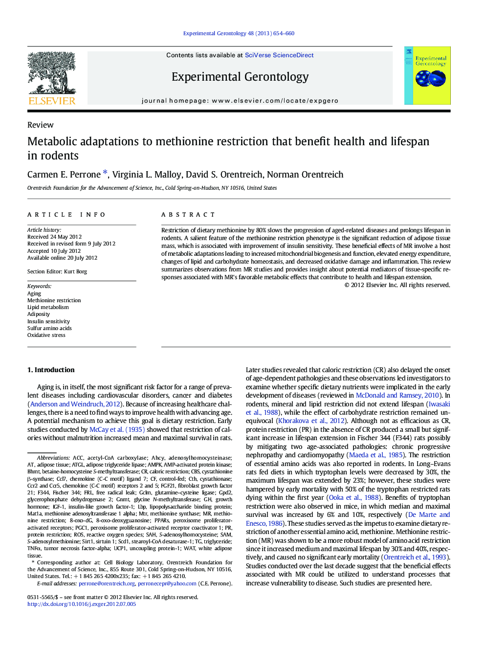 Metabolic adaptations to methionine restriction that benefit health and lifespan in rodents