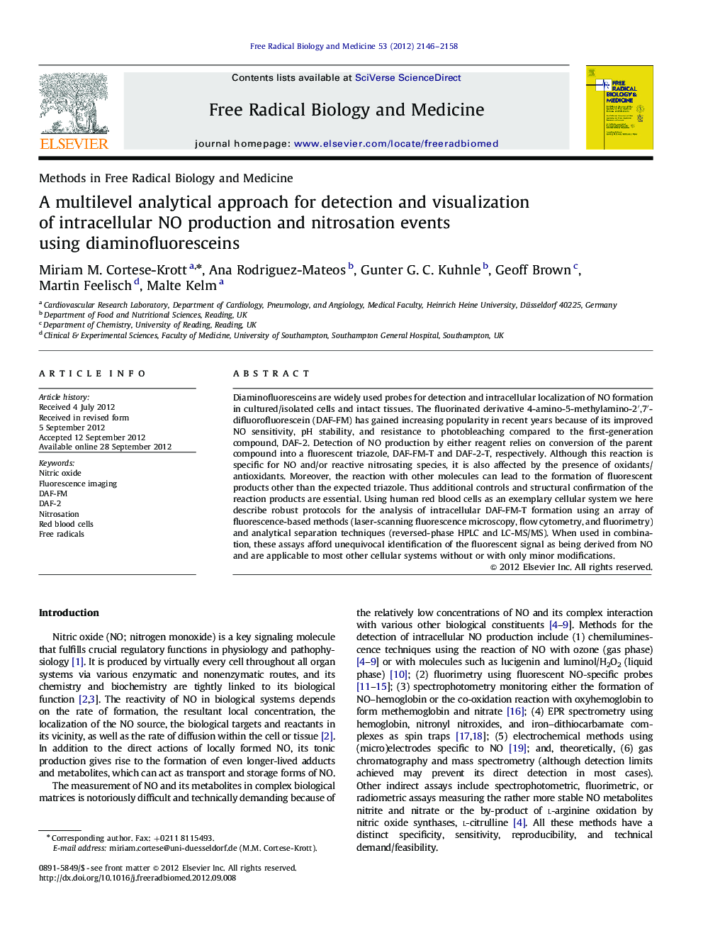 A multilevel analytical approach for detection and visualization of intracellular NO production and nitrosation events using diaminofluoresceins