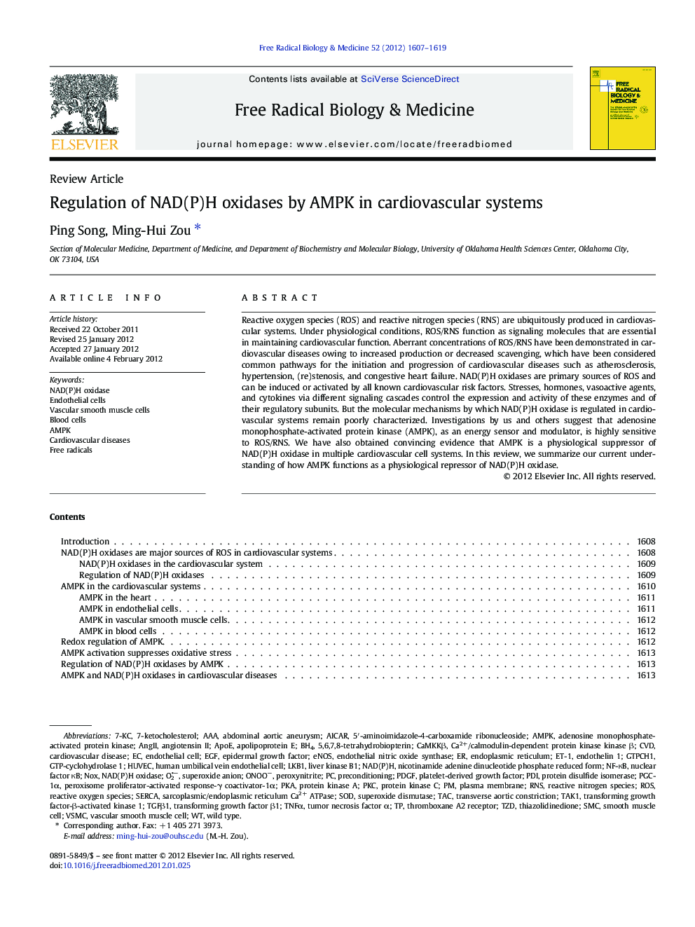 Regulation of NAD(P)H oxidases by AMPK in cardiovascular systems