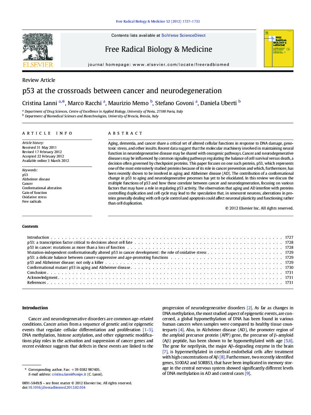 p53 at the crossroads between cancer and neurodegeneration