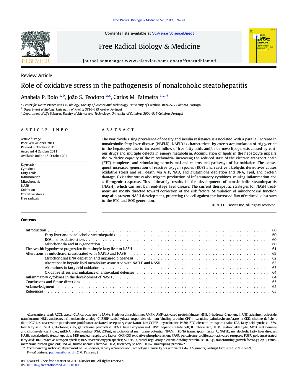 Role of oxidative stress in the pathogenesis of nonalcoholic steatohepatitis