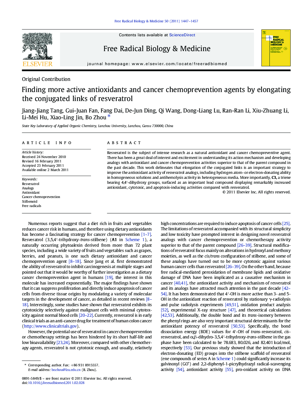 Finding more active antioxidants and cancer chemoprevention agents by elongating the conjugated links of resveratrol