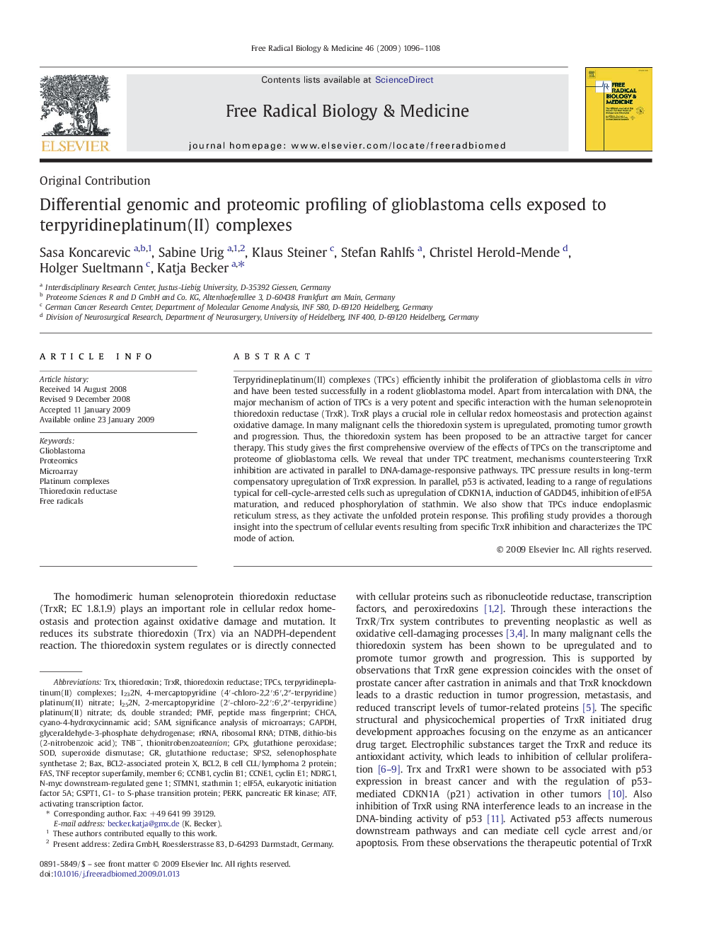 Differential genomic and proteomic profiling of glioblastoma cells exposed to terpyridineplatinum(II) complexes