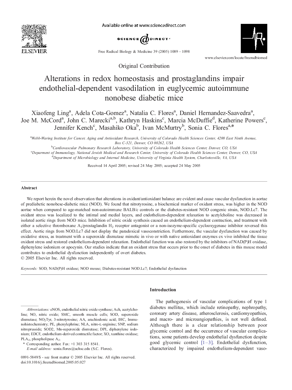 Alterations in redox homeostasis and prostaglandins impair endothelial-dependent vasodilation in euglycemic autoimmune nonobese diabetic mice