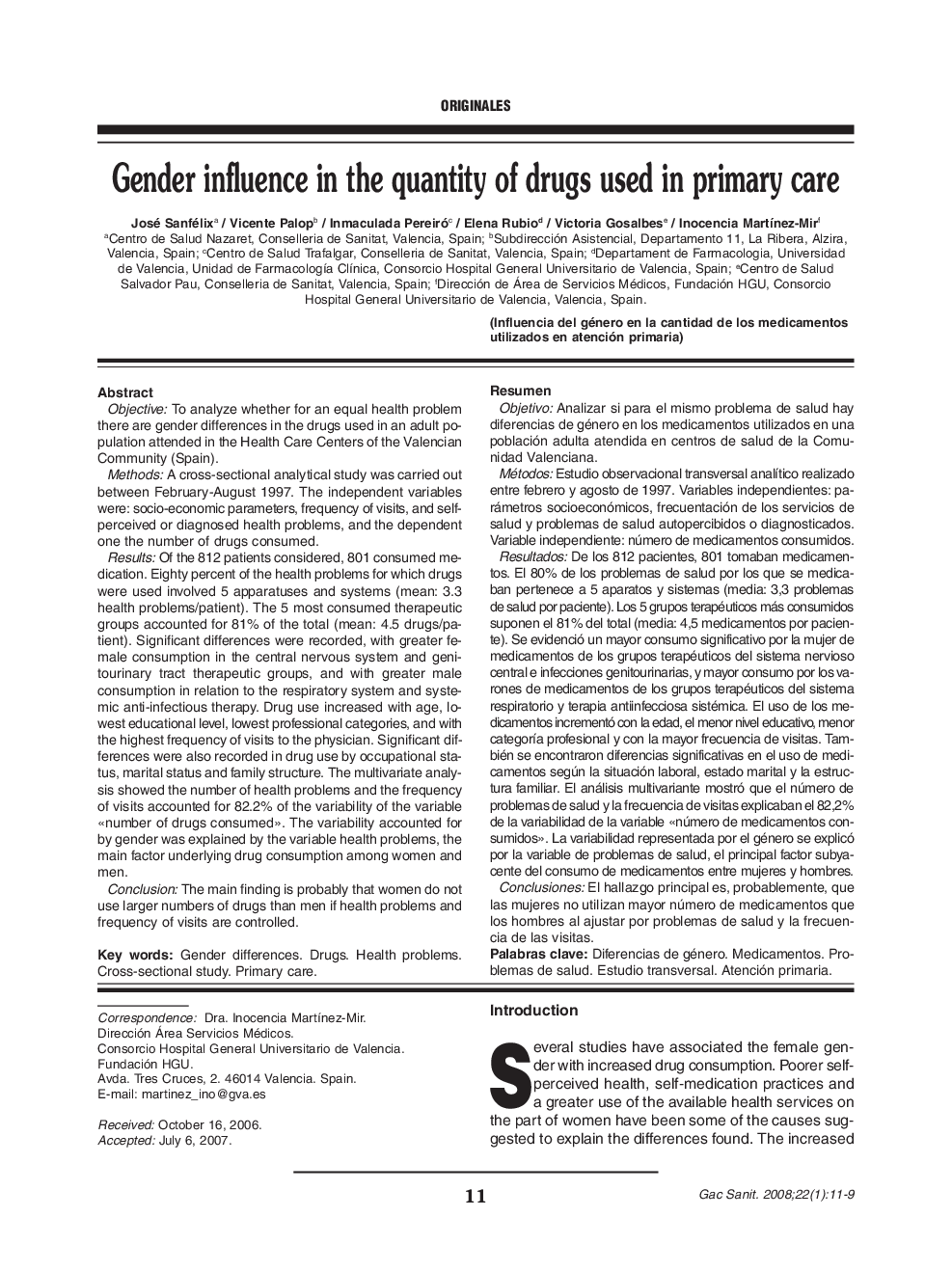 Gender influence in the quantity of drugs used in primary care