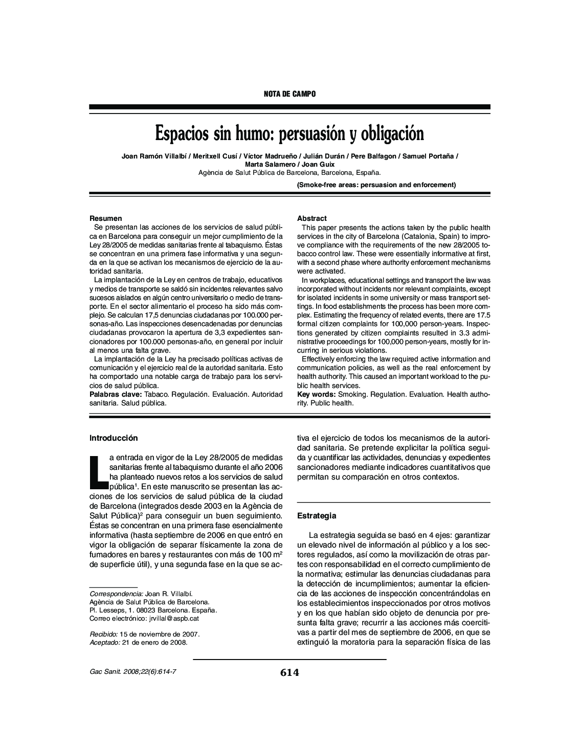 Espacios sin humo: persuasión y obligación