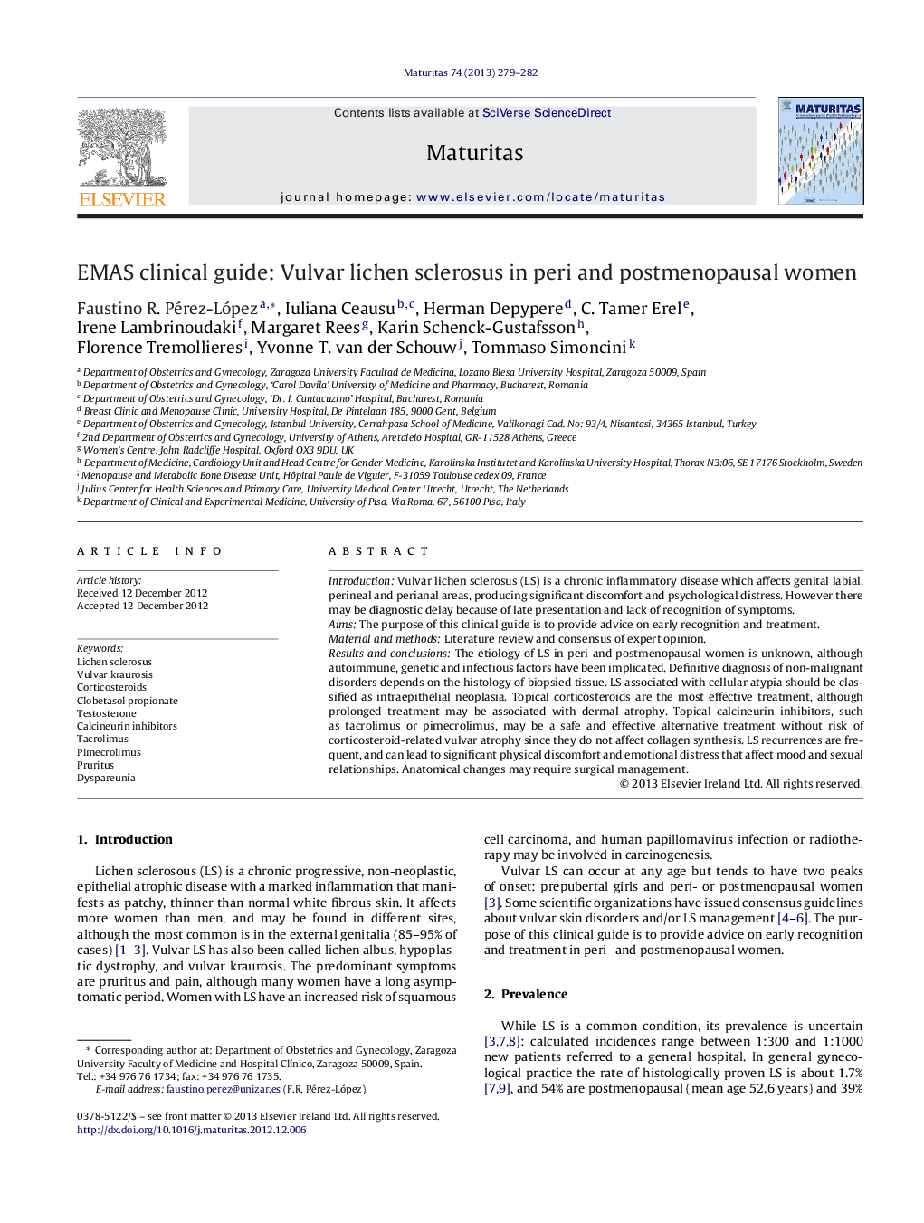 EMAS clinical guide: Vulvar lichen sclerosus in peri and postmenopausal women